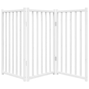 Hundgrind hopfällbar 3 paneler vit 150 cm massivt granträ