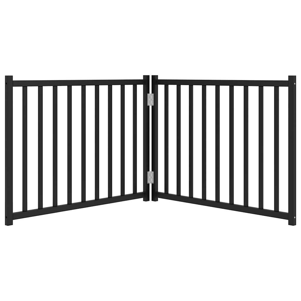 Hundgrind hopfällbar 2 paneler svart 160 cm massivt granträ