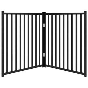 Hundgrind hopfällbar 2 paneler svart 160 cm massivt granträ