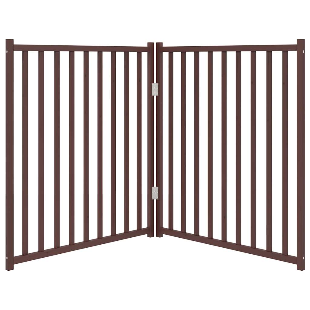 Hundgrind hopfällbar 2 paneler brun ek 160 cm massivt granträ