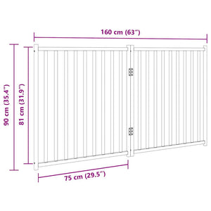 Hundgrind hopfällbar 2 paneler brun ek 160 cm massivt granträ