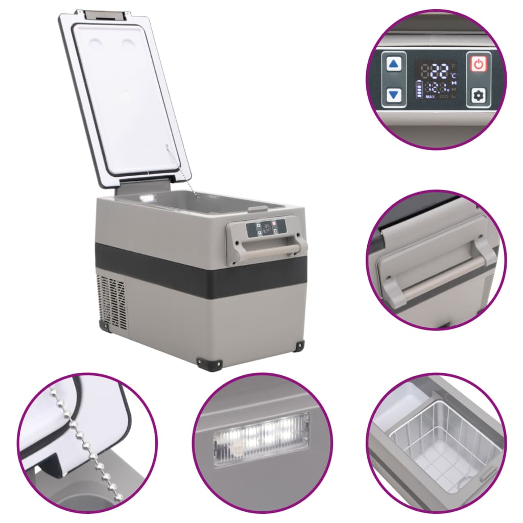 Kylbox med handtag och adapter 55 L svart och grå PP & PE