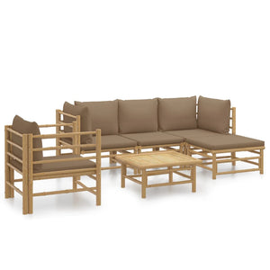 Loungegrupp 6 delar taupe dynor bambu