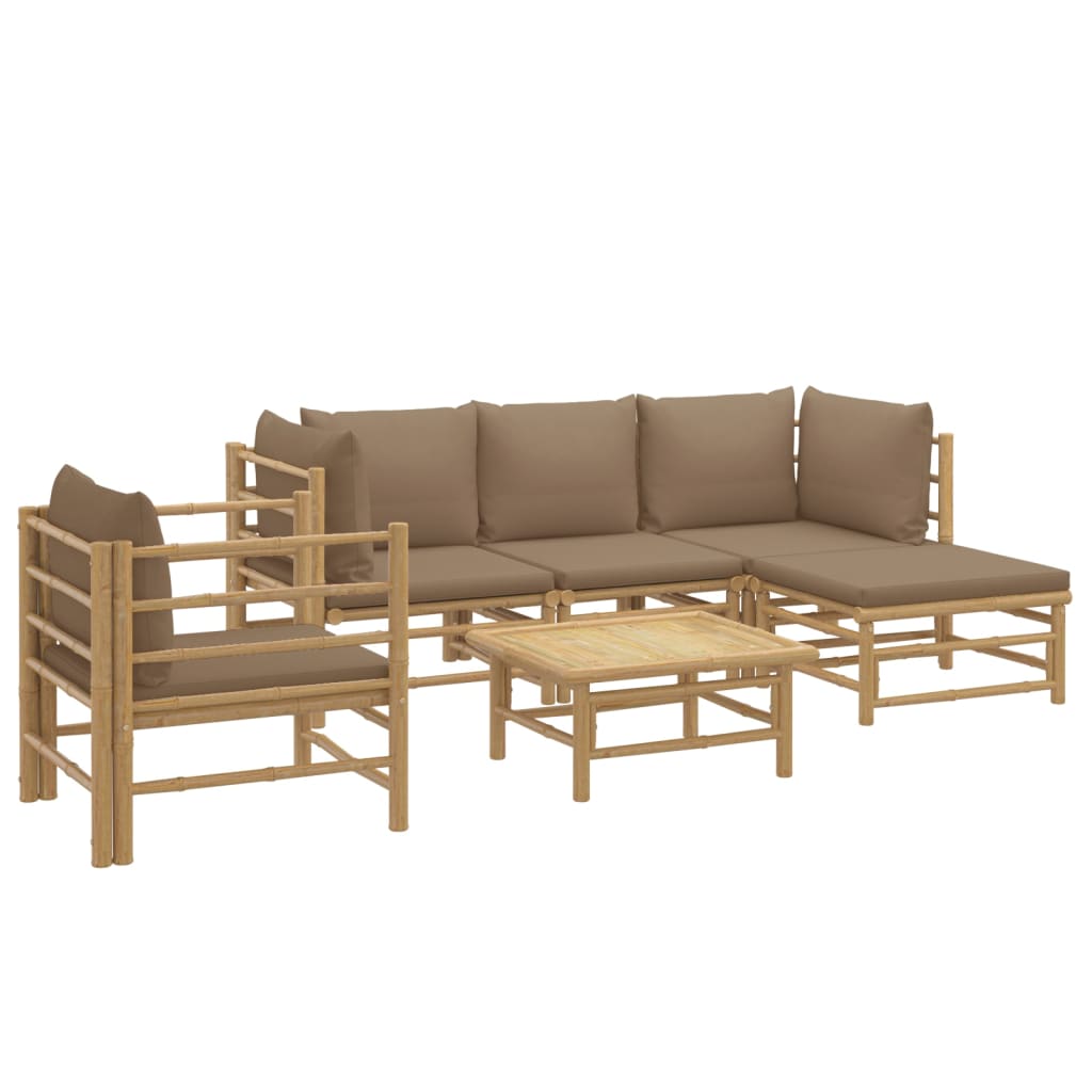 Loungegrupp 6 delar taupe dynor bambu
