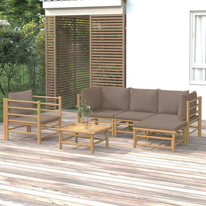 Loungegrupp 6 delar taupe dynor bambu
