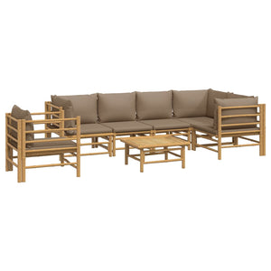 Loungegrupp 7 delar taupe dynor bambu