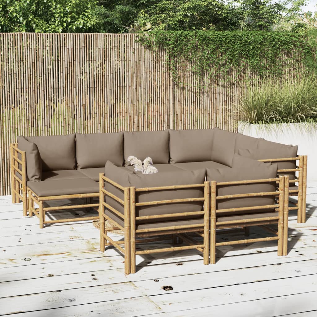 Loungegrupp 10 delar taupe dynor bambu