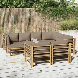 Loungegrupp 10 delar taupe dynor bambu