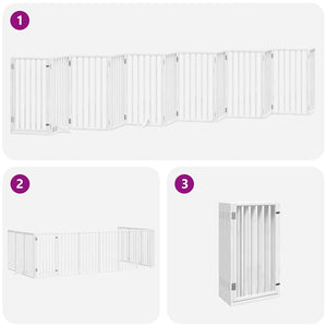 Hundgrind med dörr vikbar 12 paneler vit 600 cm poppel