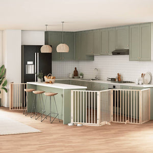 Hundgrind med dörr vikbar 6 paneler 480 cm poppel