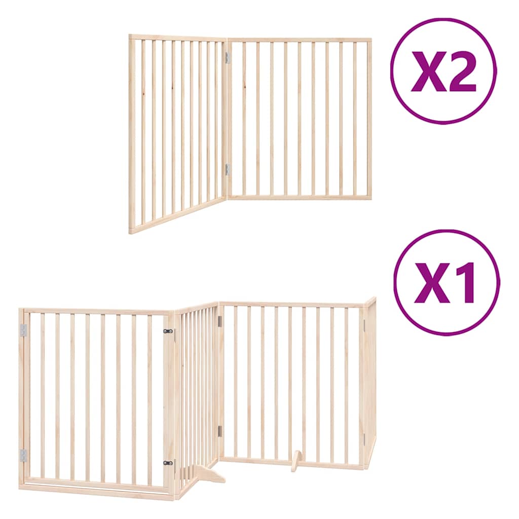 Hundgrind med dörr vikbar 8 paneler 640 cm poppel