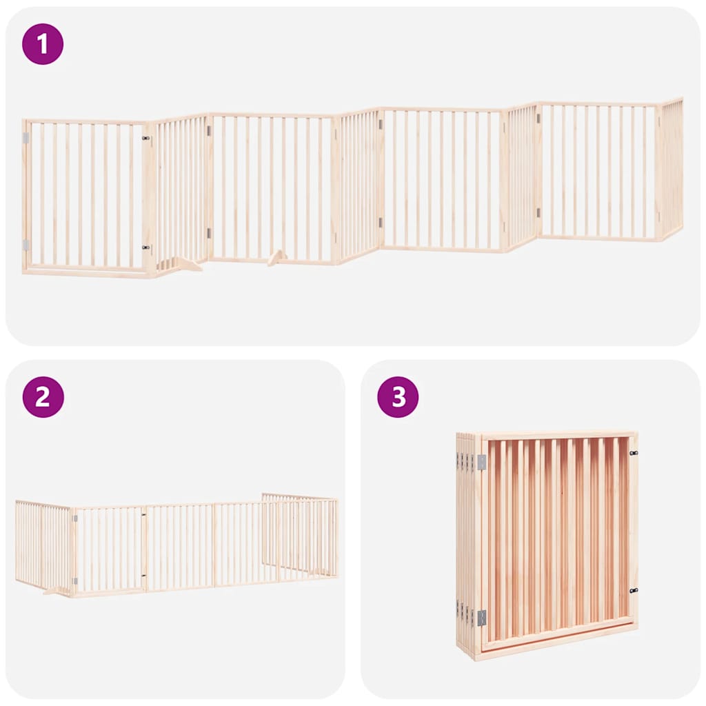 Hundgrind med dörr vikbar 8 paneler 640 cm poppel