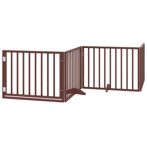 Hundgrind med dörr vikbar 6 paneler brun 480 cm poppel