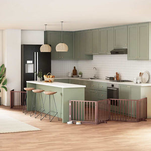 Hundgrind med dörr vikbar 12 paneler brun 960 cm poppel