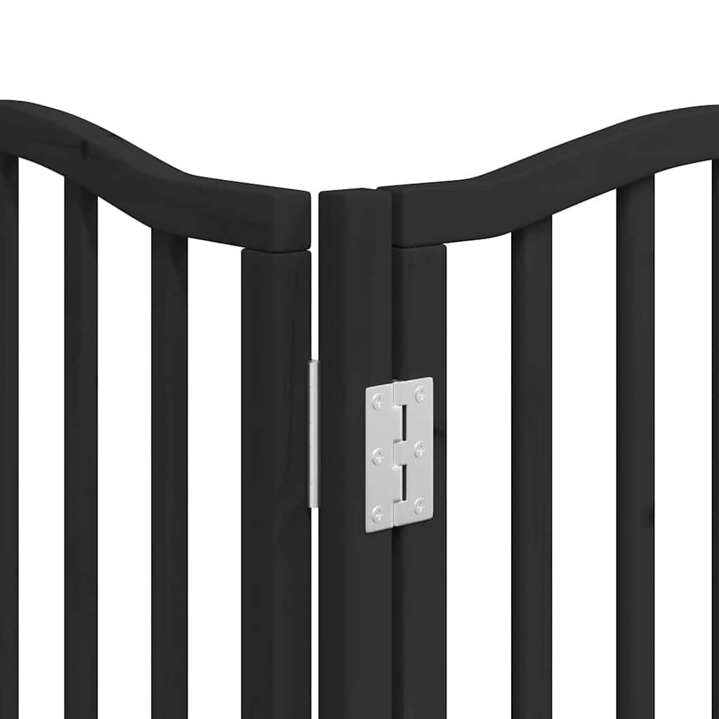 Hundgrind med dörr vikbar 12 paneler svart 600 cm poppel