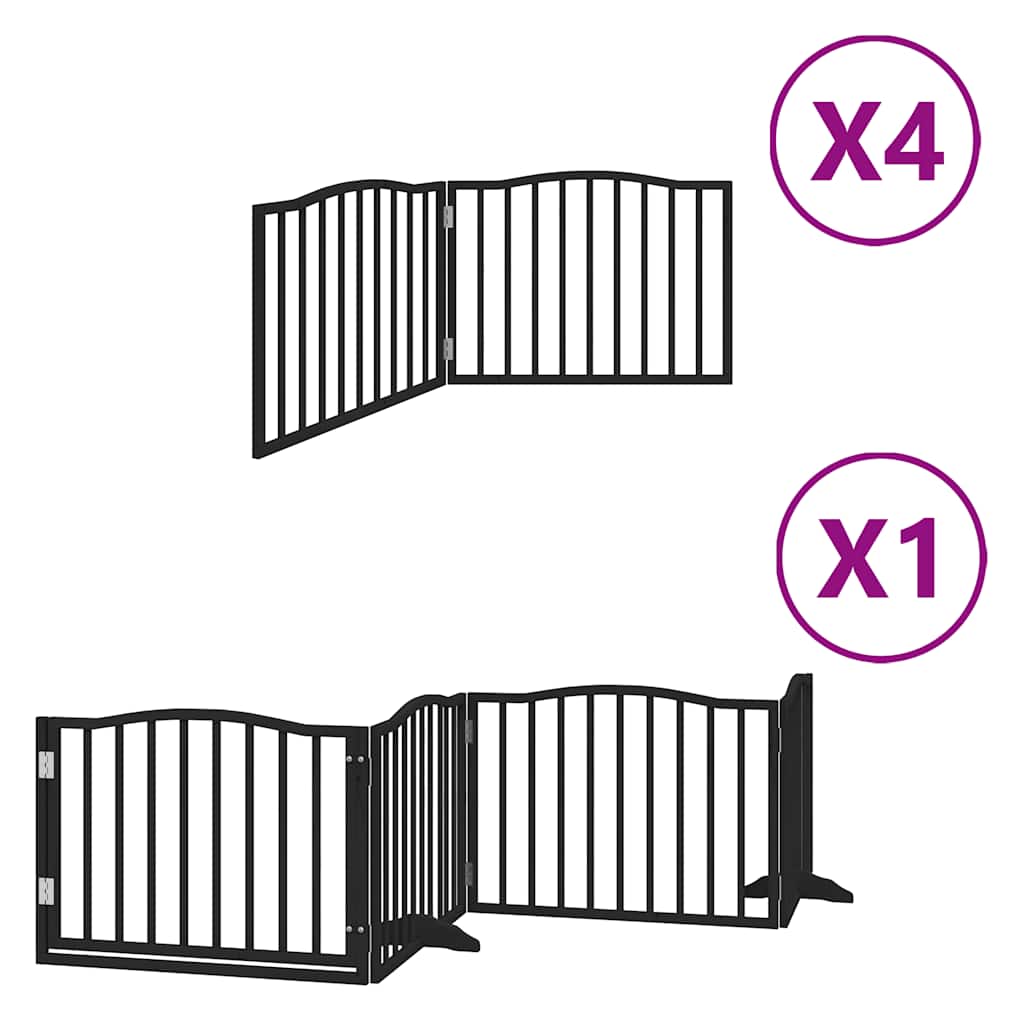 Hundgrind med dörr vikbar 12 paneler svart 960 cm poppel