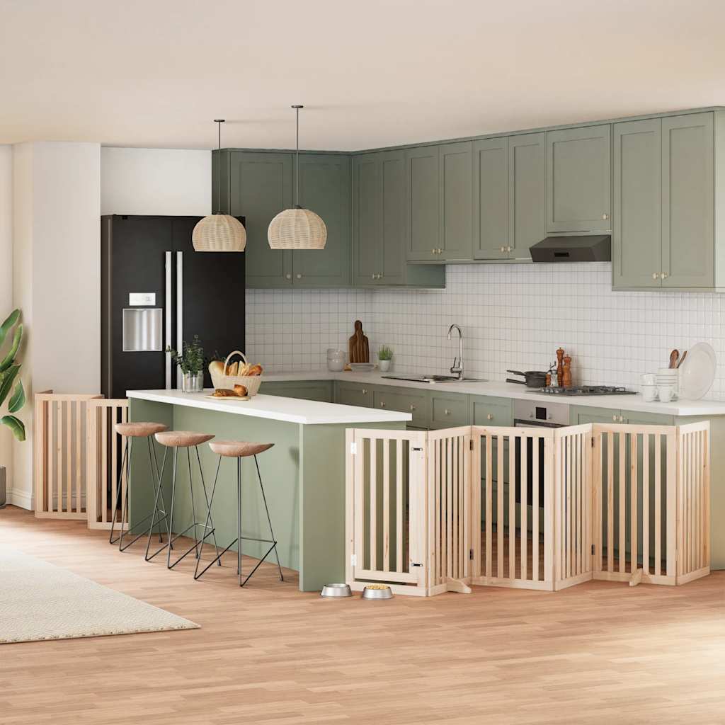 Hundgrind med dörr vikbar 12 paneler 600 cm poppel