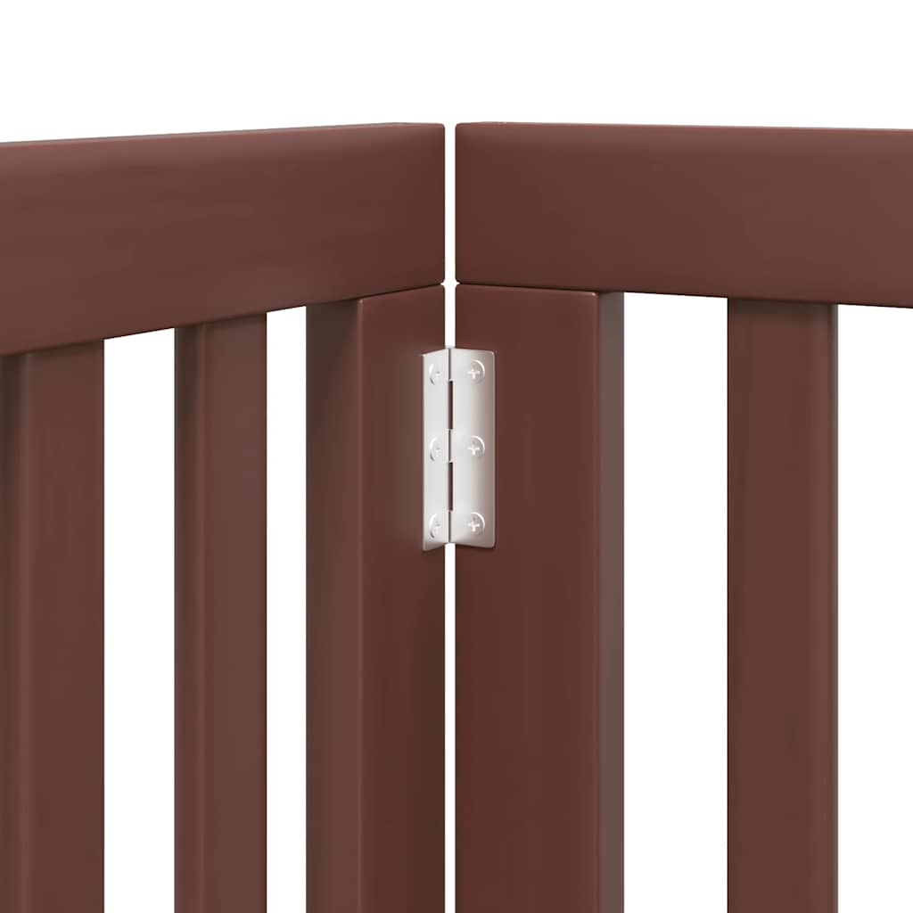 Hundgrind med dörr vikbar 12 paneler brun 600 cm poppel