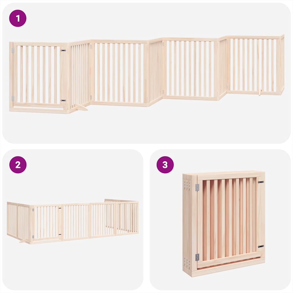 Hundgrind med dörr vikbar 8 paneler 640 cm poppel