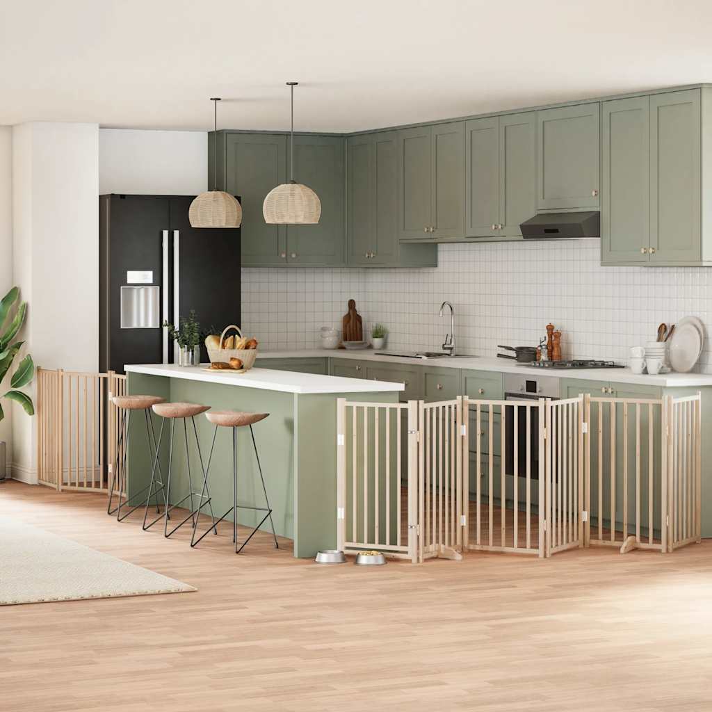 Hundgrind med dörr vikbar 9 paneler 450 cm poppel