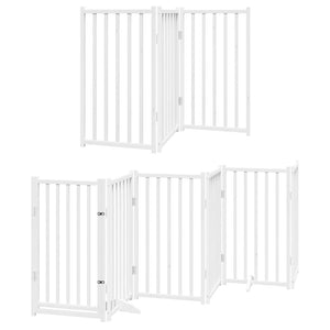 Hundgrind med dörr vikbar 12 paneler vit 600 cm poppel