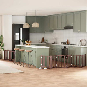 Hundgrind med dörr vikbar 15 paneler brun 750 cm poppel