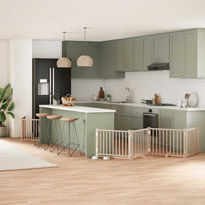 Hundgrind med dörr vikbar 6 paneler 480 cm poppel