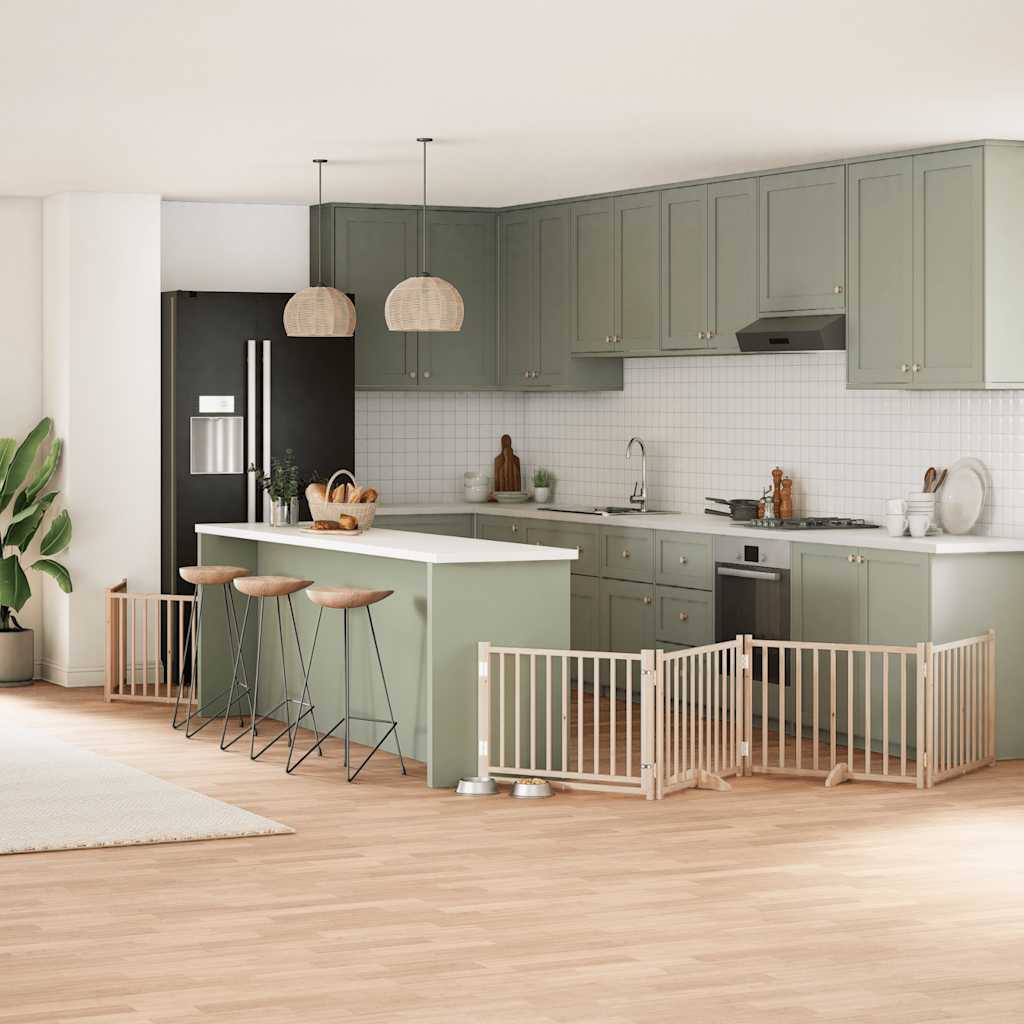 Hundgrind med dörr vikbar 8 paneler 640 cm poppel