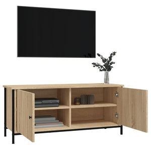 Tv-bänk med dörrar sonoma-ek 102x35x45 cm konstruerat trä