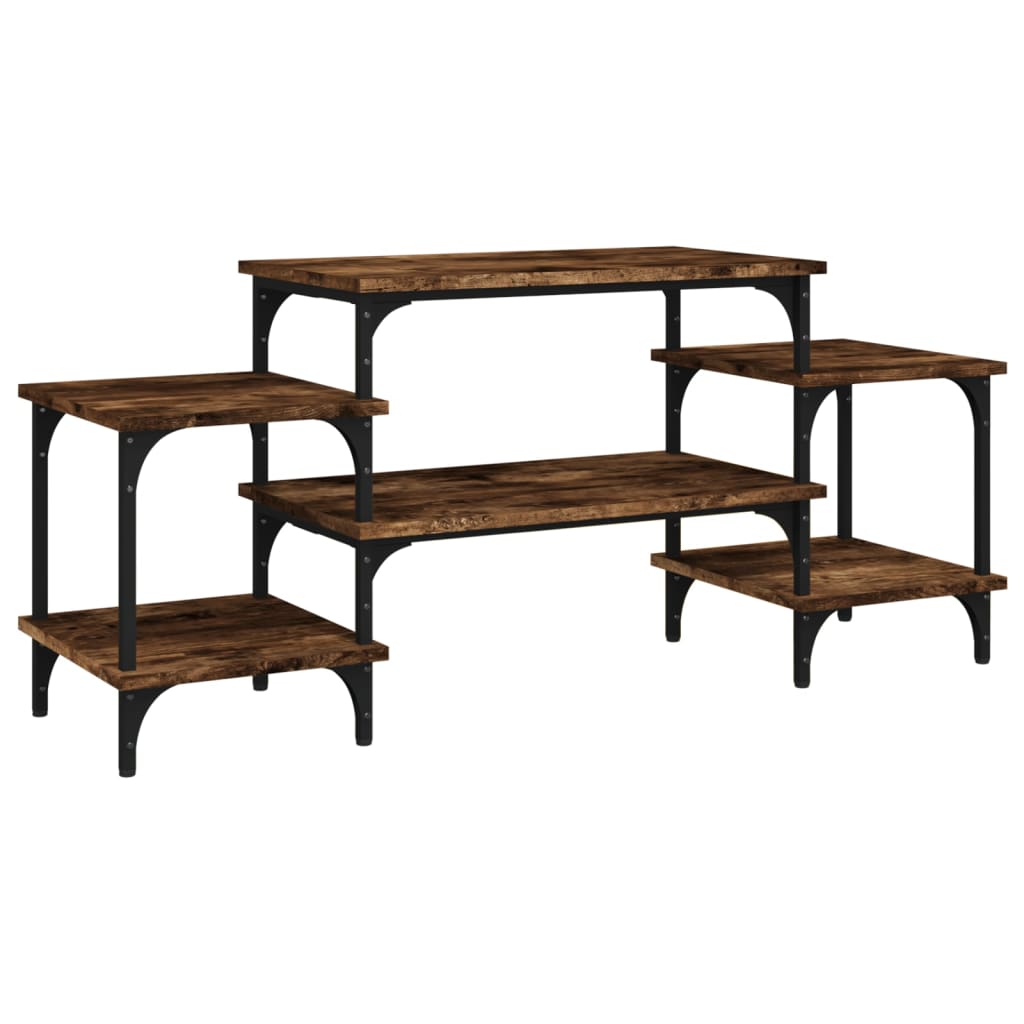 Tv-bänk rökfärgad ek 117x35x52 cm konstruerat trä