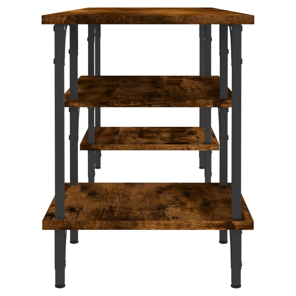 Tv-bänk rökfärgad ek 102x35x45,5 cm konstruerat trä