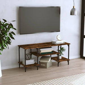 Tv-bänk rökfärgad ek 102x35x45,5 cm konstruerat trä