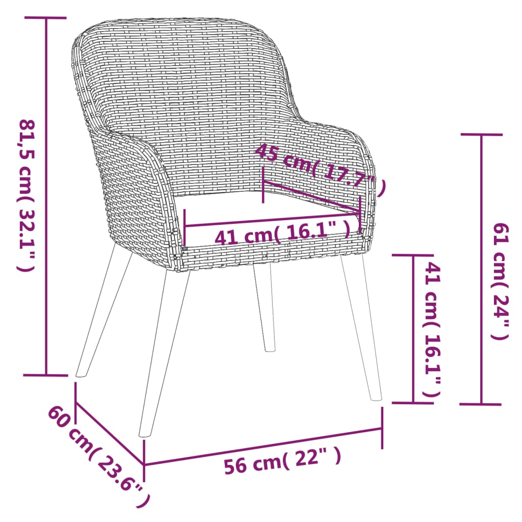 Matgrupp för trädgården med dynor 7 delar svart