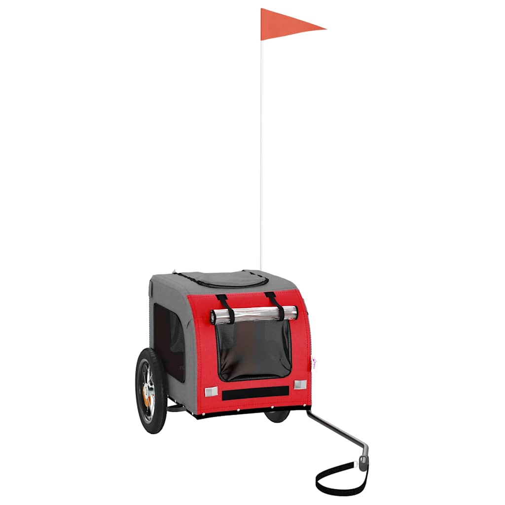 Cykelvagn för djur röd och grå oxfordtyg och järn