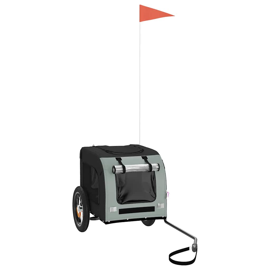 Cykelvagn för djur grå och svart oxfordtyg och järn