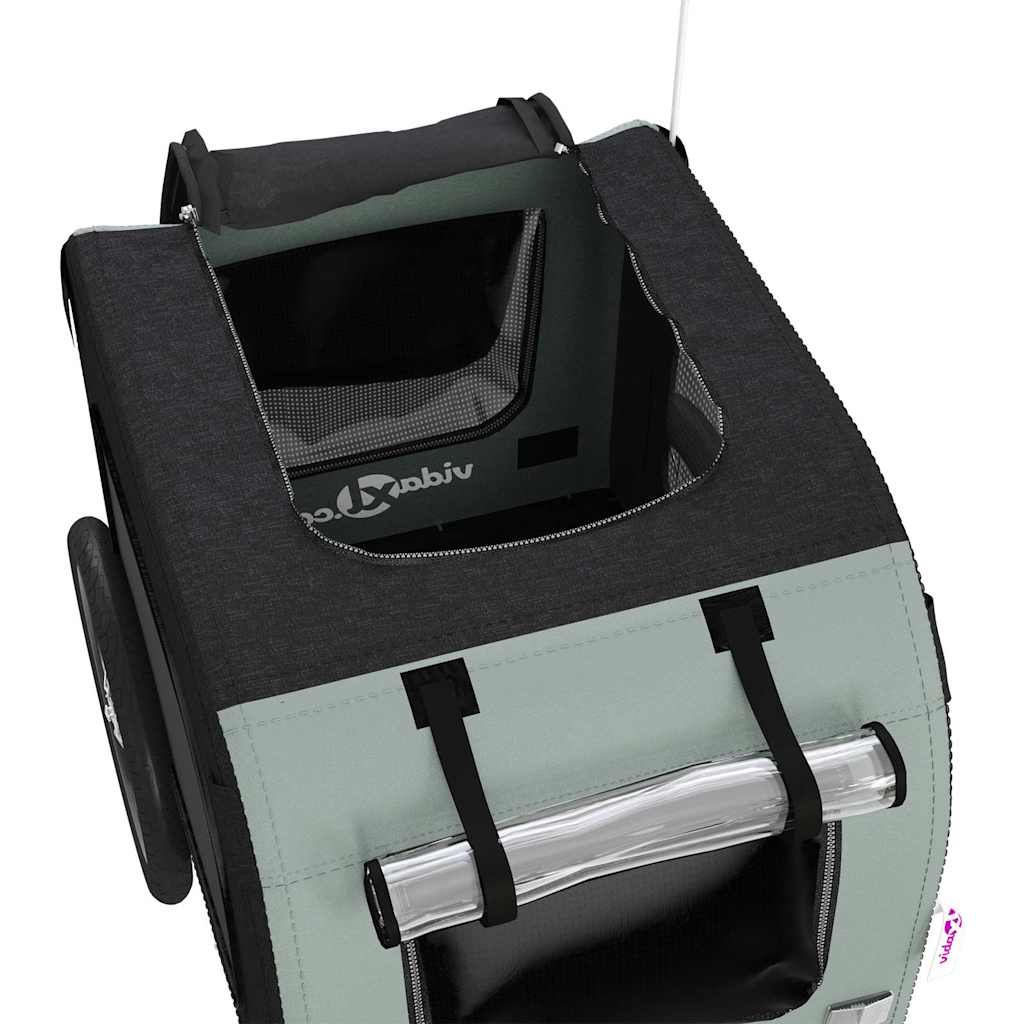 Cykelvagn för djur grå och svart oxfordtyg och järn