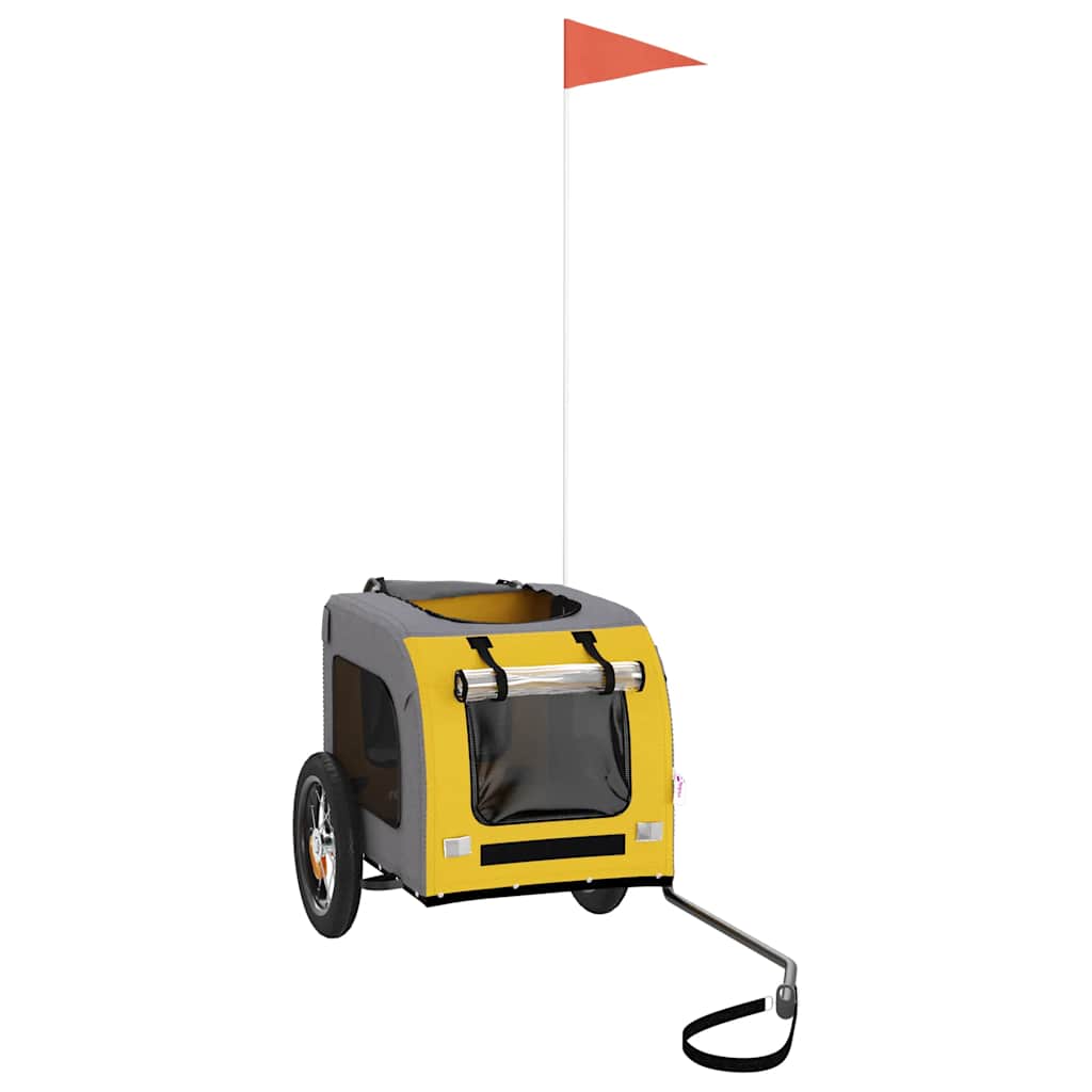 Cykelvagn för djur gul och grå oxfordtyg och järn