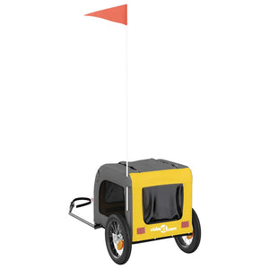 Cykelvagn för djur gul och grå oxfordtyg och järn