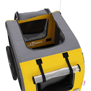 Cykelvagn för djur gul och grå oxfordtyg och järn