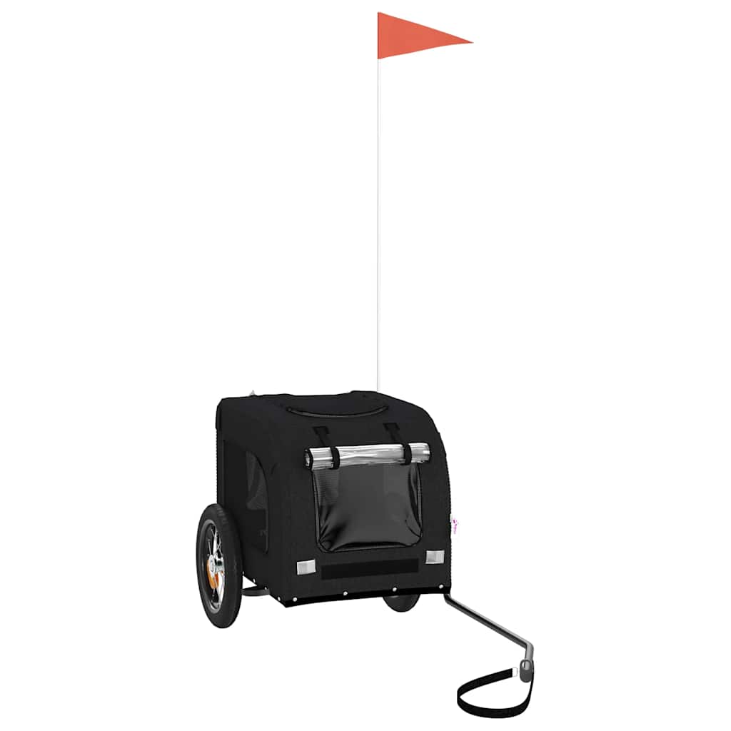 Cykelvagn för djur svart oxfordtyg och järn