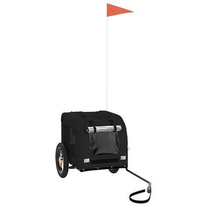 Cykelvagn för djur svart oxfordtyg och järn