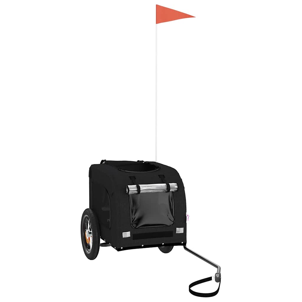 Cykelvagn för djur svart oxfordtyg och järn