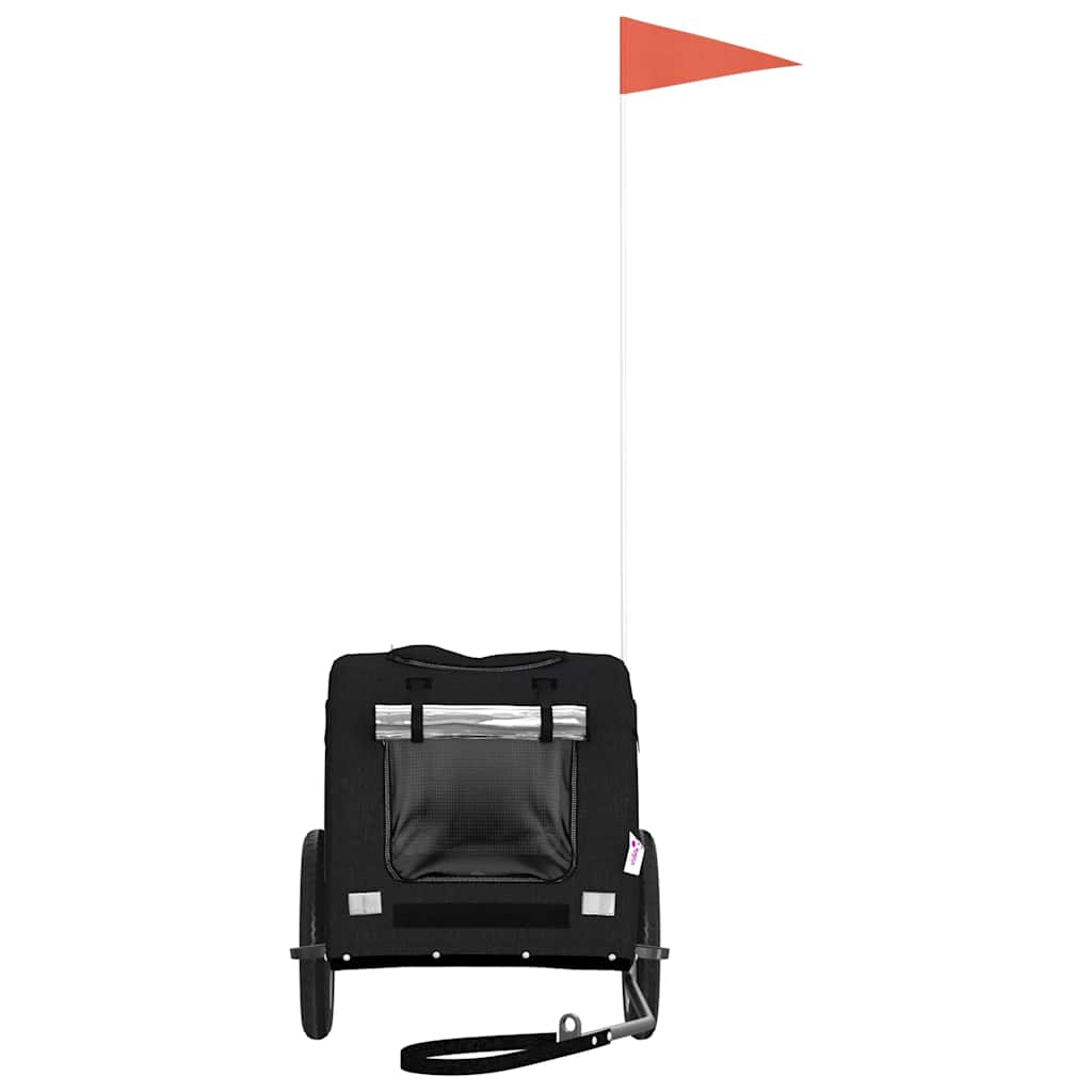 Cykelvagn för djur svart oxfordtyg och järn