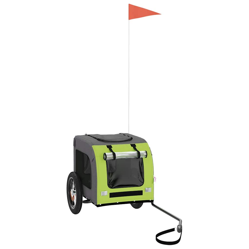 Cykelvagn för djur grön och grå oxfordtyg och järn