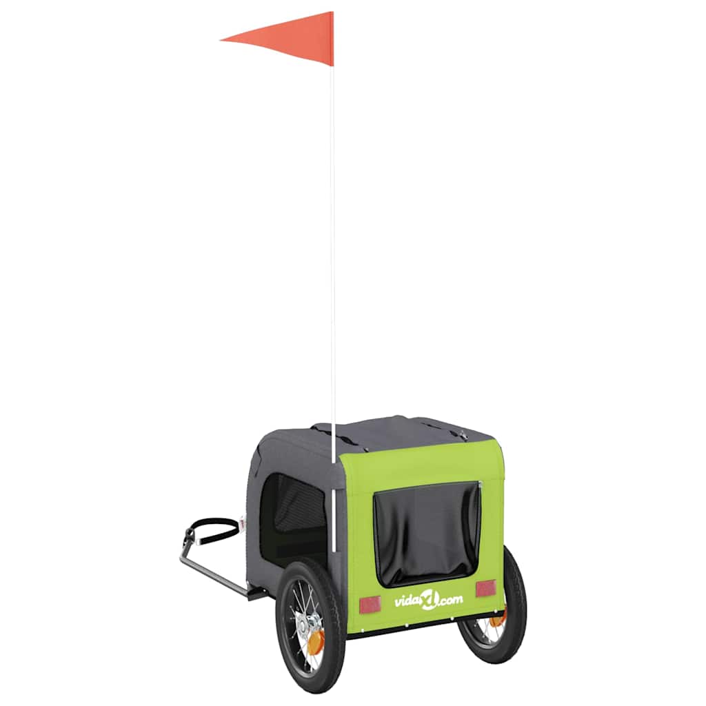 Cykelvagn för djur grön och grå oxfordtyg och järn