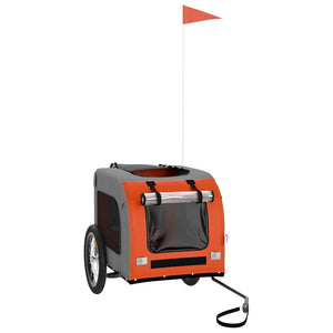 Cykelvagn för djur orange och grå oxfordtyg och järn