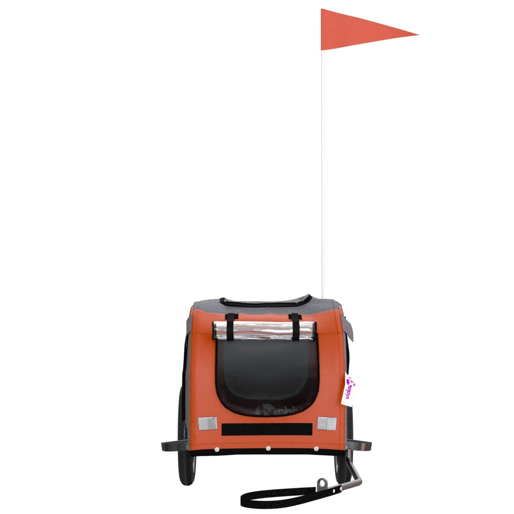 Cykelvagn för djur orange och grå oxfordtyg och järn