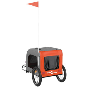 Cykelvagn för djur orange och grå oxfordtyg och järn