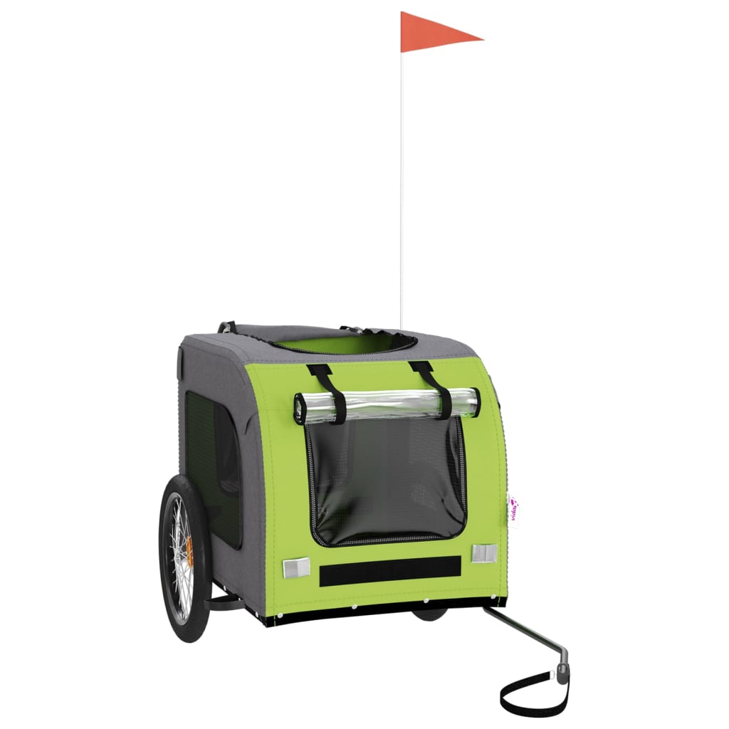 Cykelvagn för djur grön och grå oxfordtyg och järn