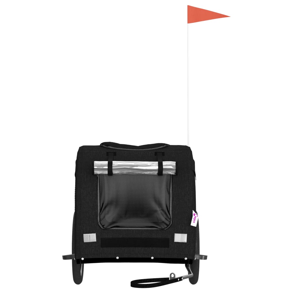 Cykelvagn för djur svart oxfordtyg och järn